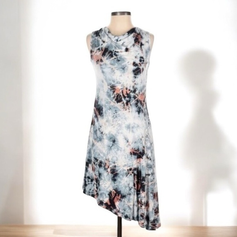 Heyne Bogut Shift Dress Womens XS Gray Asymmetrical Long Sleeve Lagenlook